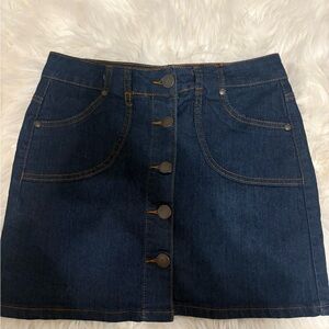 Denim Button-Front Skirt